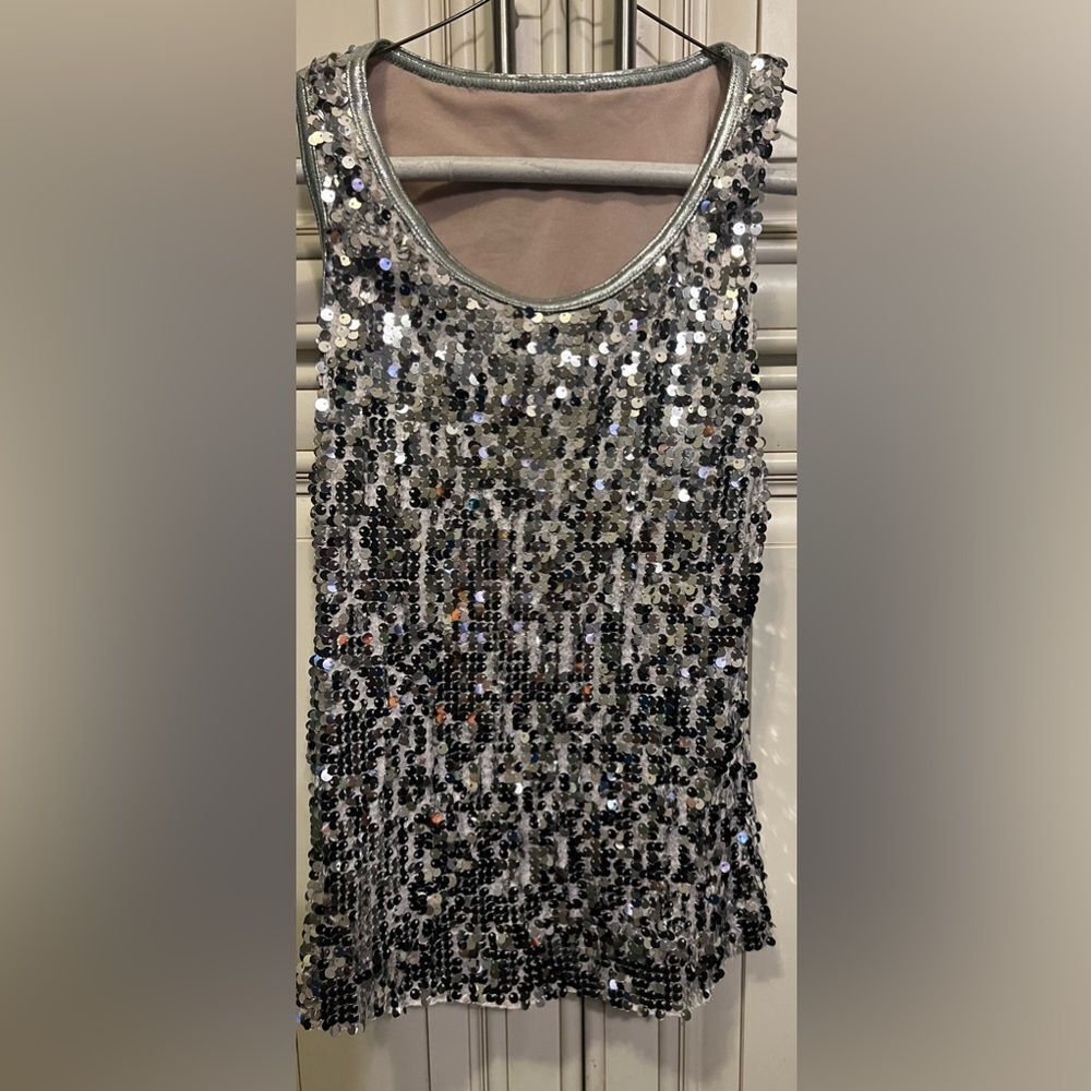 Dance Costume Balera SQ9554 Silver Sequin Child Jazz Tank Gymnastics L